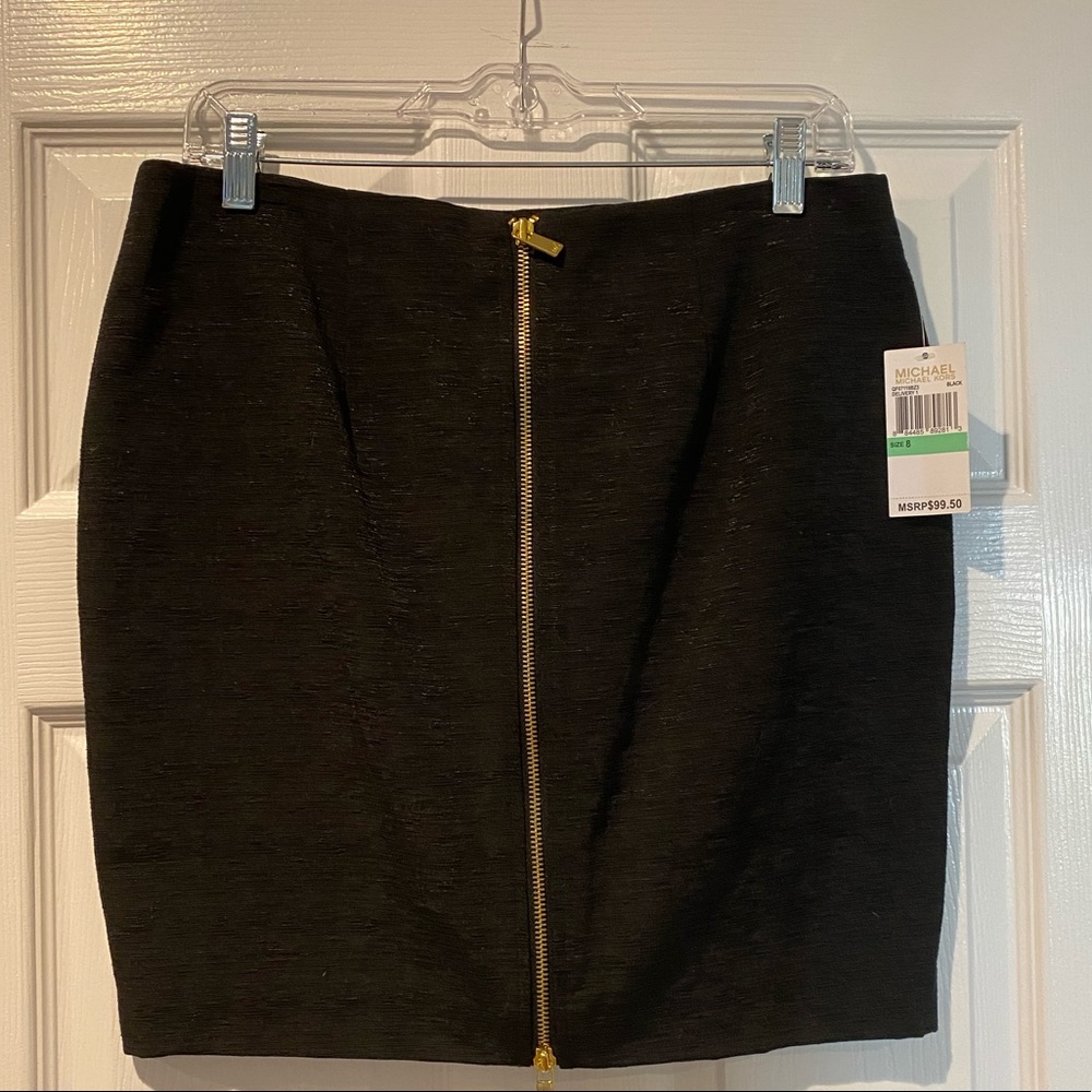 NWT Michael Kors Black Zipper Front Skirt